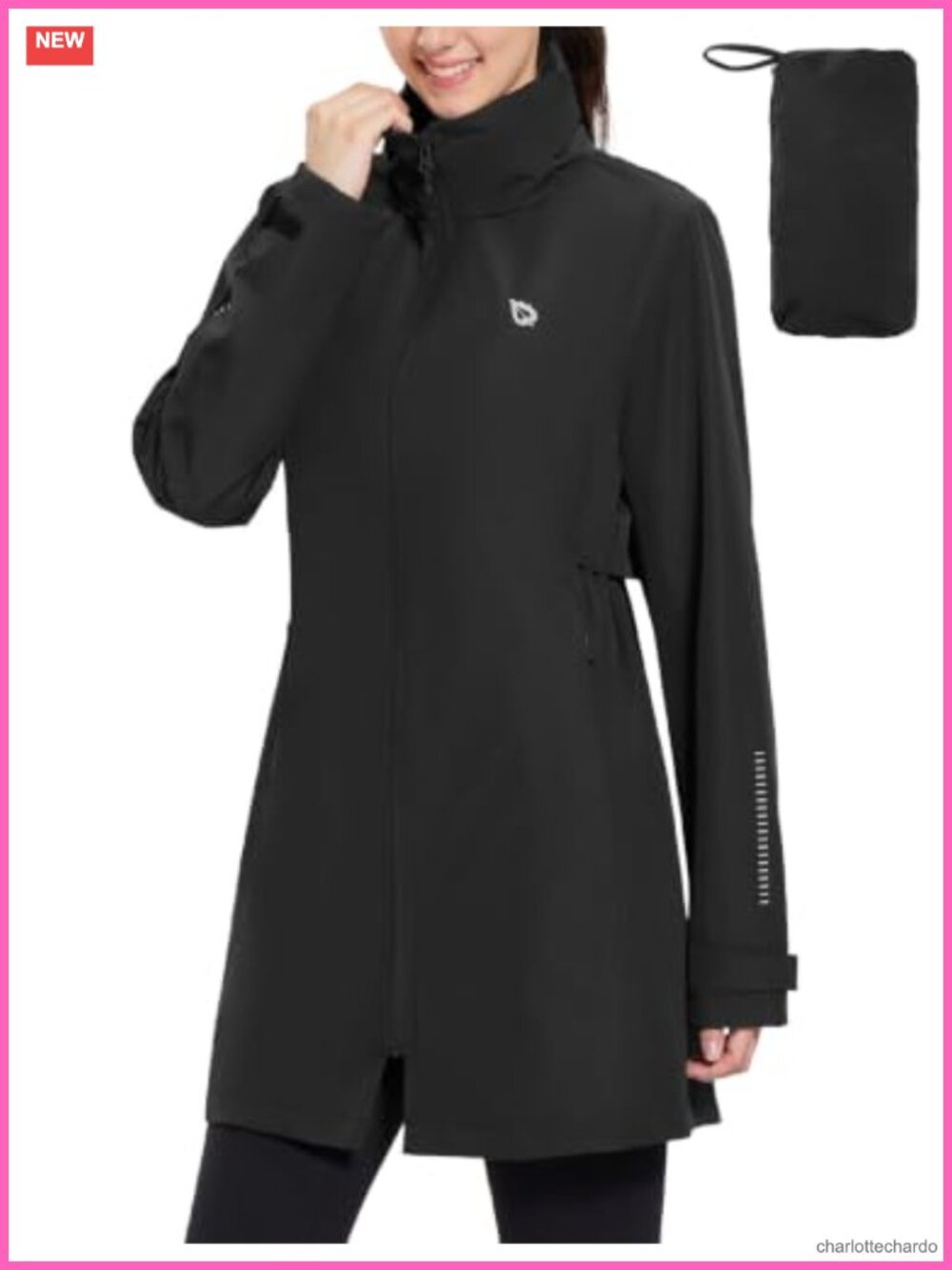 Waterproof Long Rain Coat Packable Hooded Jacket Lightweight